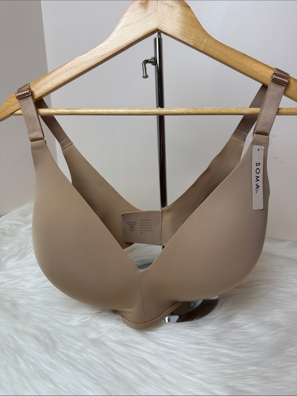 NWT Soma Vanishing 360 Lightly Lined Wireless Bra 36G Warm Amber (Nude/Tan)